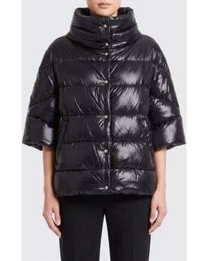 Herno Water-Repellent Nylon Puffer Gilet With Short Sleeves And Funnel Neck - Black