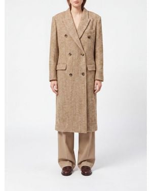 Isabel Marant Pilda Long Double-Breasted Wool-Blend Coat - Natural