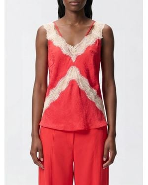 Pinko Animalier Print Viscose V-Neck Top - Red