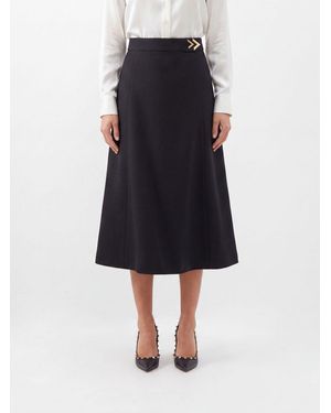 Valentino Garavani High-Waisted Flared Midi Skirt - Blue