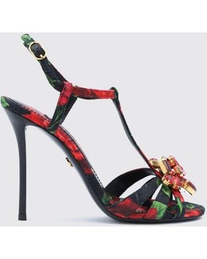 Dolce & Gabbana Dolce &Amp Gabbana Rose Satin Sandals With Floral Embroidery And Crystals - Pink