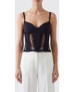Charo Ruiz Ibiza Embroidered Cotton Blend Slim Fit Off-The-Shoulder Corset Top - Blue