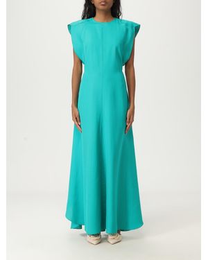Victoria Beckham Elegant Maxi Dress With Detailed Shoulder - Blue