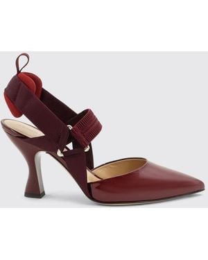 Fendi Colibrì High-Heeled Calfskin Slingback Court Shoes - Pink