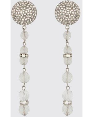 Alessandra Rich Pendientes De Latón Con Strass Engastados - Blanco