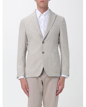 Manuel Ritz Slim Fit Single-Breasted Viscose Blend Blazer With Peak Lapels - Gray