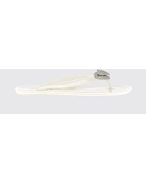 Mach & Mach Pvc Flip Flops With Rhinestone Hearts - White