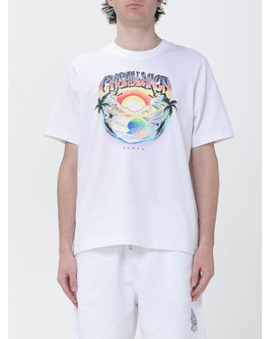 CASABLANCA Organic Cotton Crew Neck T-Shirt With Logo Print - White
