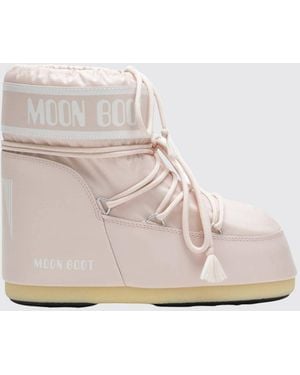 Moon Boot Icon Low Two-Tone Nylon Snow Boots With Logo - Natural