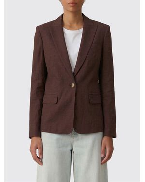 Pinko Single-Breasted Linen Blend Blazer - Brown