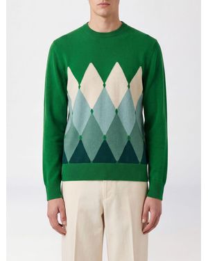Ballantyne Argyle Pattern 100% Cashmere Crew-Neck Sweater - Green