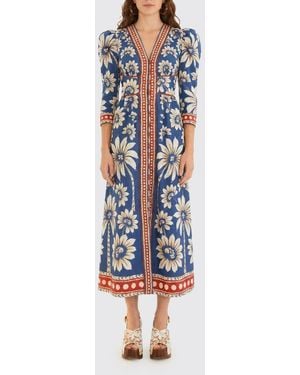 FARM Rio Floral Cotton Dress - Blue