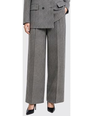 P.A.R.O.S.H. P.A.R.O.S.H. Ludy Pinstriped Virgin Wool Wide-Leg Pants - Grey