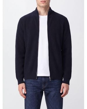 Fedeli Pure Cashmere Zip-Up Cardigan With A Turtleneck Collar - Blue