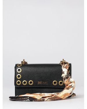 Just Cavalli Grained Synthetic Leather Bag With Scarf - Black