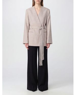 By Malene Birger Pure Virgin Wool Robe Blazer With Waist Belt - White