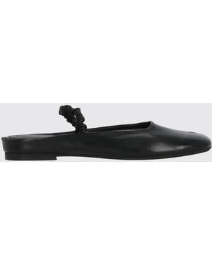 Poeve Mules Bajos De Piel Lisa Con Punta Redonda E Inserciones Elásticas - Blanco