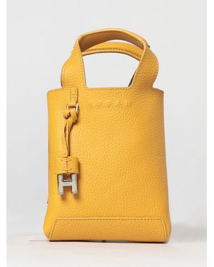 Hogan Grained Leather Handbag - Yellow