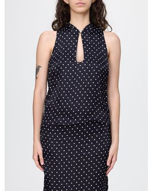 Mar De Margaritas Polka Dot Satin Top - Blue