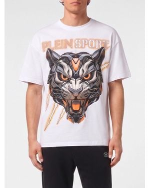 Philipp Plein Camiseta De Punto De Algodón Con Estampado Gráfico Del Logo - Blanco