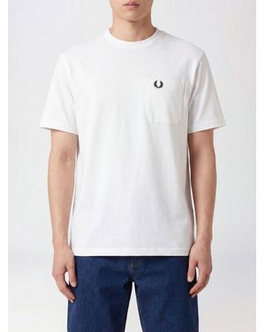 Fred Perry Cotton T-Shirt With Patch Pocket And Embroidered Logo - White