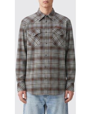Acne Studios Long-Sleeved Check Viscose Shirt With Flap Pockets - Grey