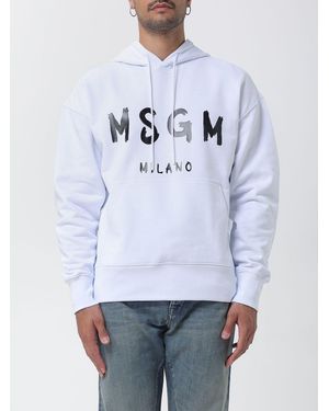 MSGM Sudadera Con Capucha De Algodón Relaxed Fit Con Bolsillo Canguro Y Logo - Gris