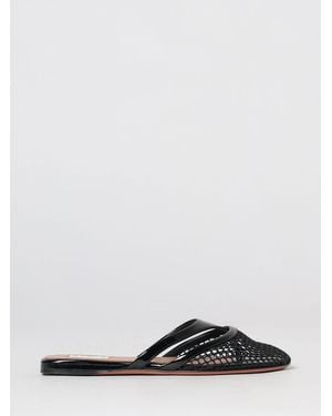 Alaïa Mules De Dedo Bajos De En Piel De Charol Y Pvc Con Motivo Perforado - Blanco