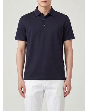 ZEGNA Cotton Polo Shirt With Logo - Blue