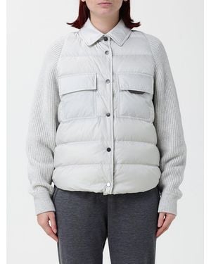 Brunello Cucinelli Chaqueta De Plumas Corta Acolchada En Nailon, Seda Y Cachemir - Gris