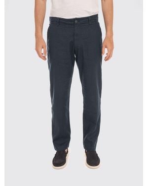 BOSS Pantalones Rectos De Mezcla De Lino Con Cordón Y Cintura Elástica - Azul