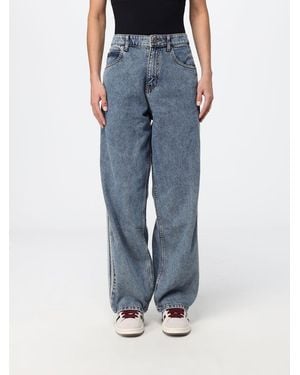 adidas Originals Vaqueros De Talle Alto Y Pernera Ancha En Denim Con Logo 3-Stripes - Azul