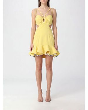 Rabanne Cut-Out Viscose Long Evening Gown With Square Neckline - Yellow