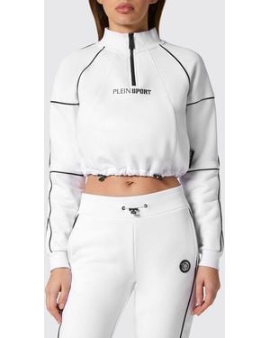 Philipp Plein Gekürzte Sweatjacke Aus Jersey Mit Reißverschluss Und Stehkragen - Weiß