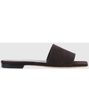 Semicouture Suede Mules Sandals With Low Heel And Square Toe - White