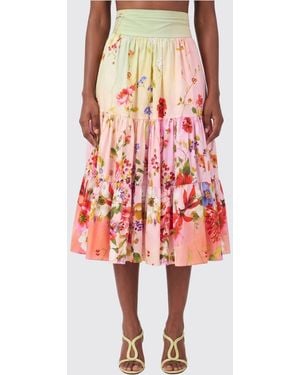 Roberto Cavalli Midirock Aus Stretch-Baumwolle Mit Blumenmuster - Rot