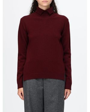 Jil Sander Jersey De Cuello Alto De Canalé En Pura Lana Con Bordes Acanalados - Rojo