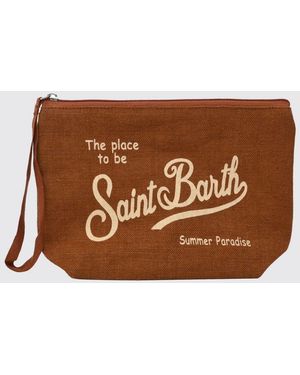 MC2 Saint Barth Aline Striped Linen Pochette - Brown