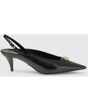 Versace Leather Slingback With Medium Heel - Black