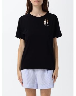 MC2 Saint Barth Crewneck Cotton T-Shirt With Graphic Print And Logo - Black