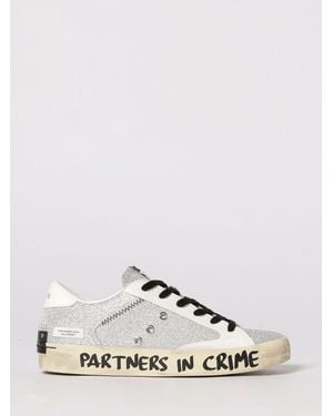 Crime London Distressed Leather And Glitter Trainers - Natural