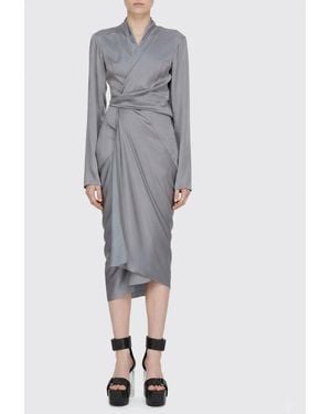 Rick Owens Asymmetric Silk Blend Dress - Grey
