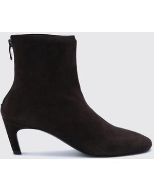 TOTEME Suede Sheep Leather Ankle Boots With Stiletto Heel And Back Zip - Black