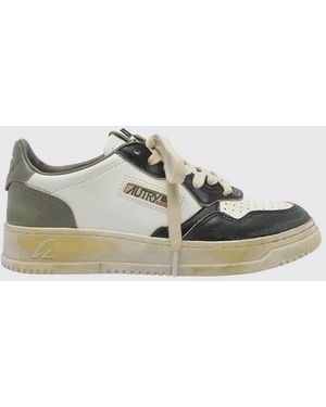 Autry Medalist Low Super Vintage Bicolor Leather Sneakers With Worn Effect - Green