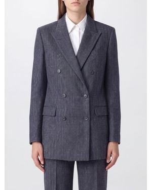 Tagliatore Double-Breasted Wool Blend Blazer With Peak Lapels - Blue