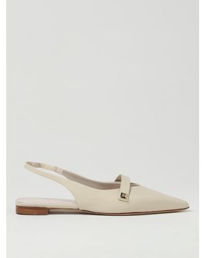 Max Mara Leather Slingback Ballet Flats - Natural