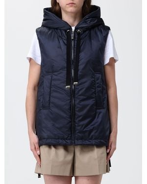 Max Mara Padded Nylon Hooded Gilet With Drawstring Details - Blue