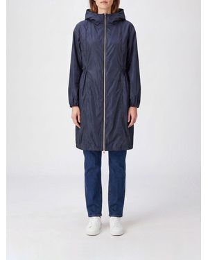 Herno Knee-Length Ultra-Light Nylon Raincoat With Hood And Drawstring - Blue