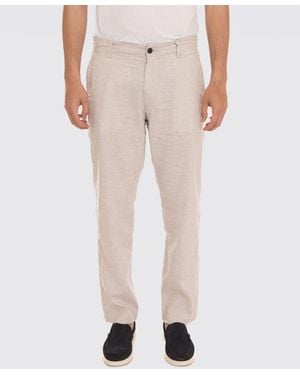 BOSS Pantalones Rectos De Mezcla De Lino Con Cordón Y Cintura Elástica - Neutro