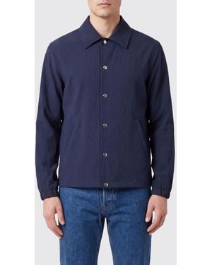 Paolo Pecora Cotton Seersucker Shirt Jacket - Blue